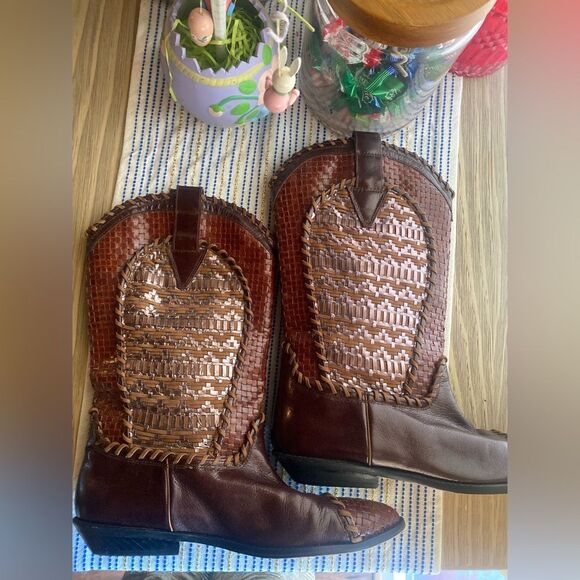 DONALD J PLINER Vintage Western Couture Collection Leather Boots Brown size 7.5 - Picture 2 of 14